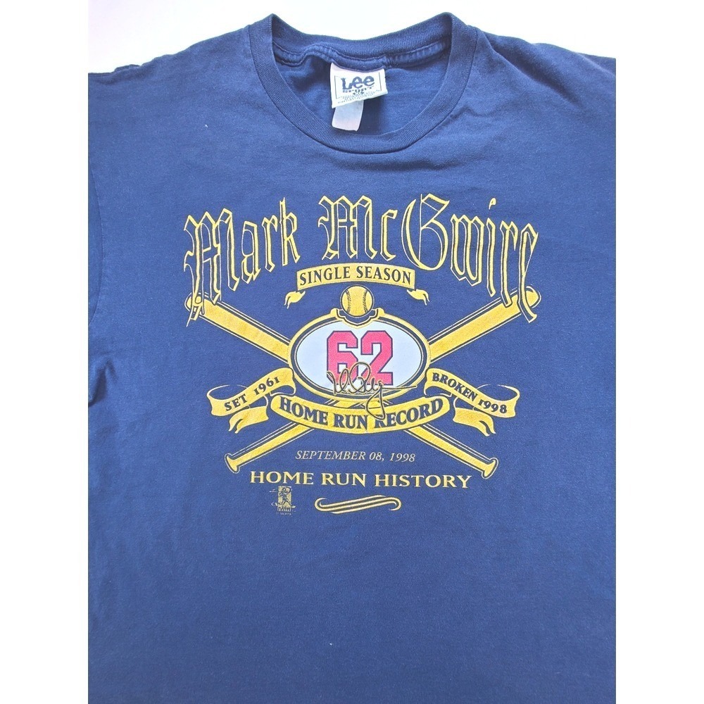 Vintage Mark McGwire 62 Home Run Record Mens XL T Shirt St Louis‎ Cardinals MLB